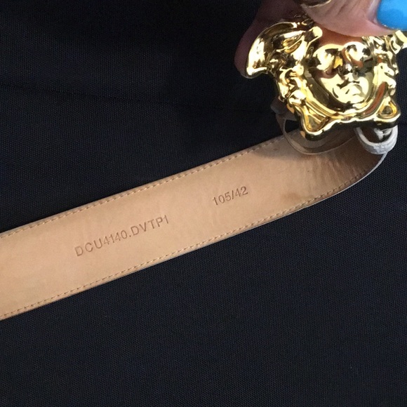 White Versace belt.